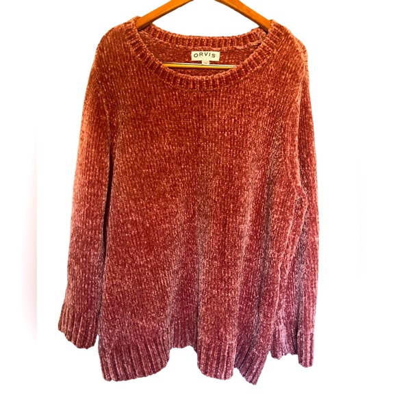 Orvis Sweaters - Women’s Orvis Chenille Sweater XXL – Soft Dark Blush Pink Cozy Knit